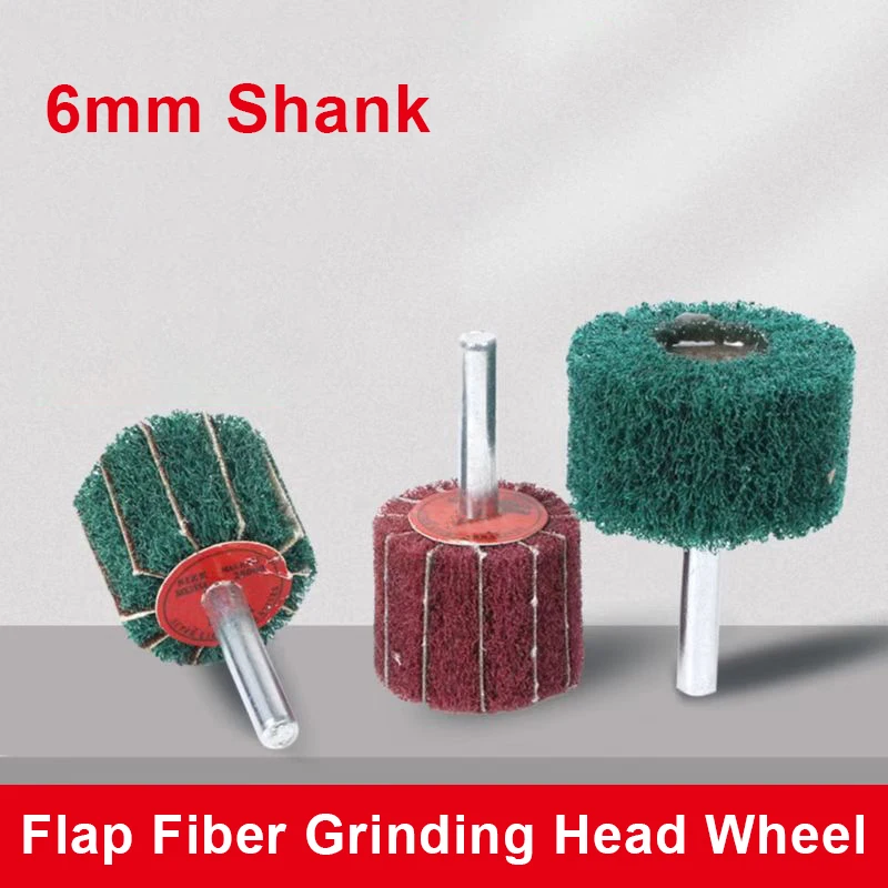 

1Pcs 6mm Shank Flap Fiber Grinding Head Wheel Abrasive Scouring Pad Polishing Grind Head Tools For Metal Clean Rust Removal