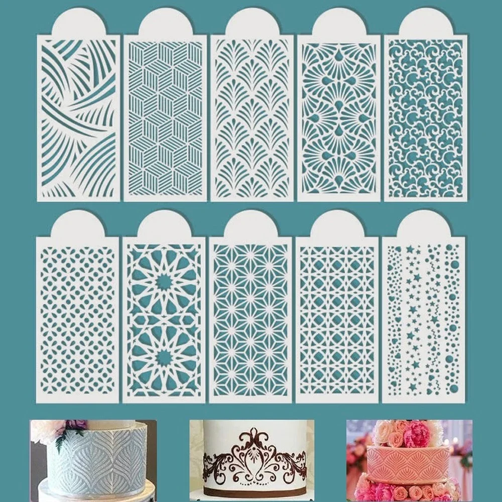 Fondant Cake Mesh Stamps Stencils Embossing for Decorating Tool Plastic Spray Mold Wedding Cookies Chocolate Drawing Painting