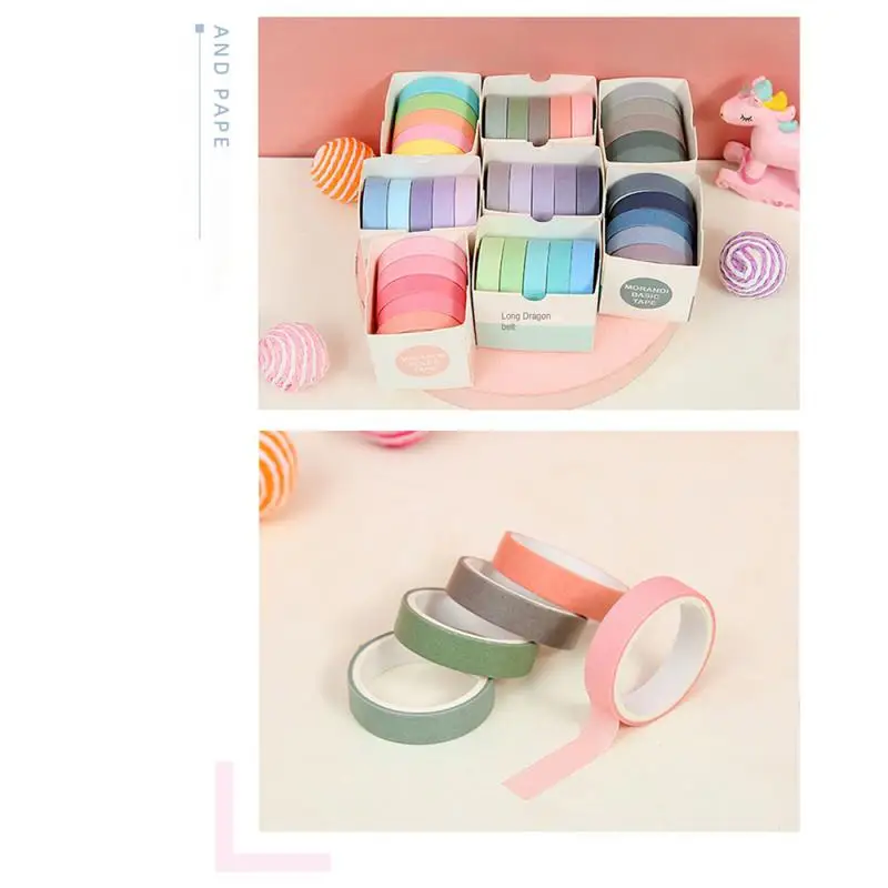 5rolls/Set Basic Solid Color Washi Tape Rainbow Masking Tape Diary Scrapbook Decorative Adhesive Tape Sticker Gift Stationery