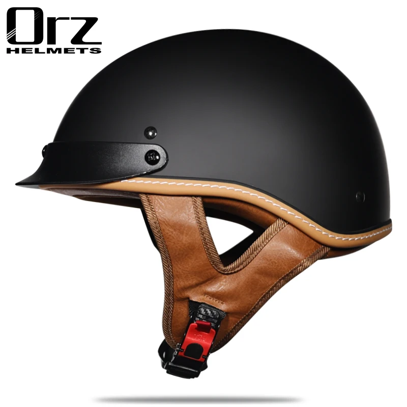 Casco de motocicleta retro y vintage con cara semiabierta aprobada por DOT para hombre y mujer