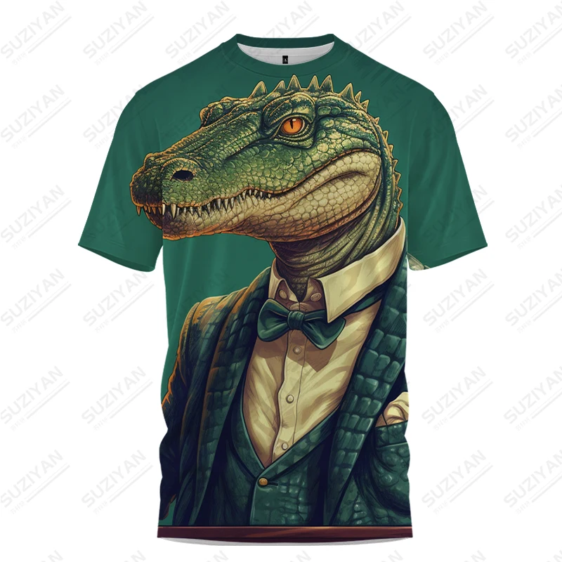 Summer new men's T -shirt Crocodile 3D printed men's T -shirt funny style men's T -shirt fashion trend men's T -shirt