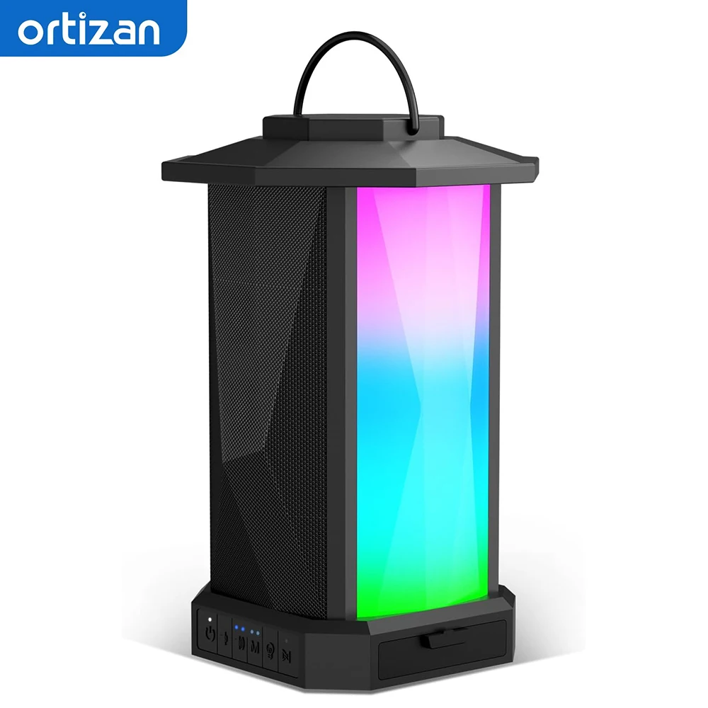 Ortizan Outdoor Bluetooth Speakers Waterdicht, Echte Draadloze Stereo Lantaarn Speaker Met Rgb Led Verlichting, 50W Led Vlam Speaker