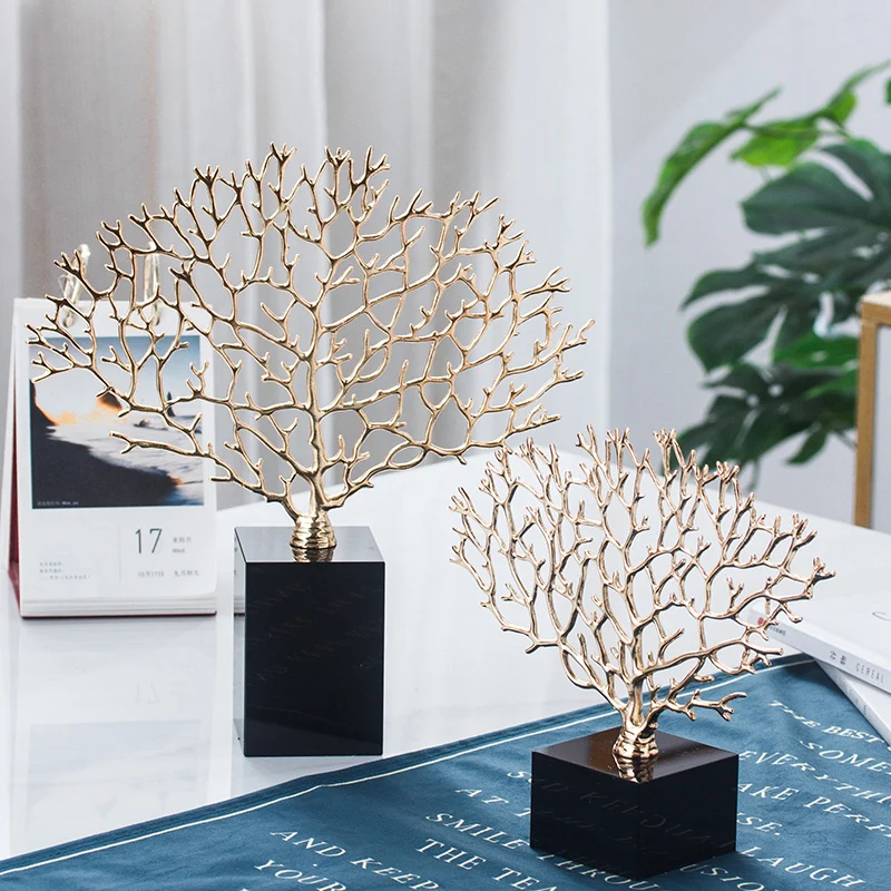 Modern Creative Abstract Gold Metal Dandelion Statue Home Crafts Room Decor Objects Offic Rectangle Black Crystal Sculpture Gift