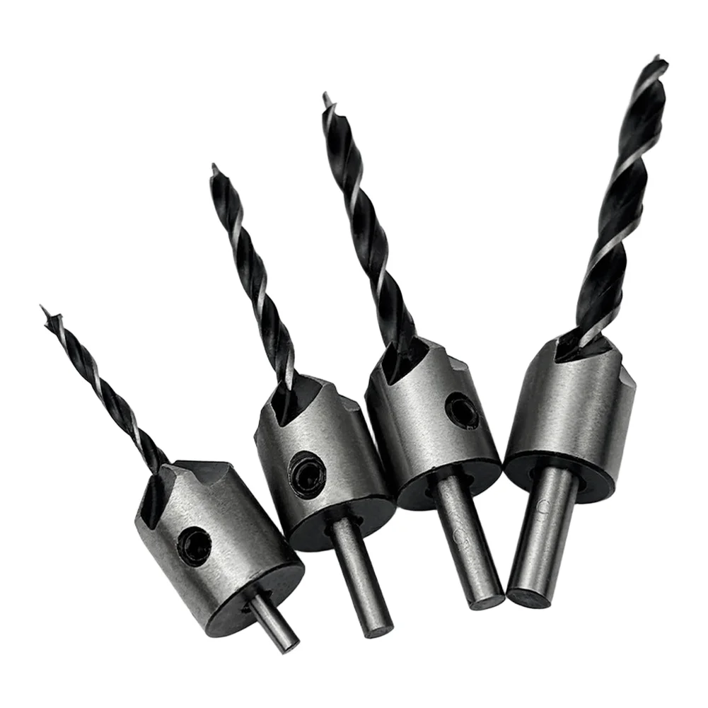/4pcs /HSS /Countersink Drill Bits Set 3mm 6mm Adjustable Depth Spiral Flute For Woodworking Chamfer Milling Hole Making Tools K