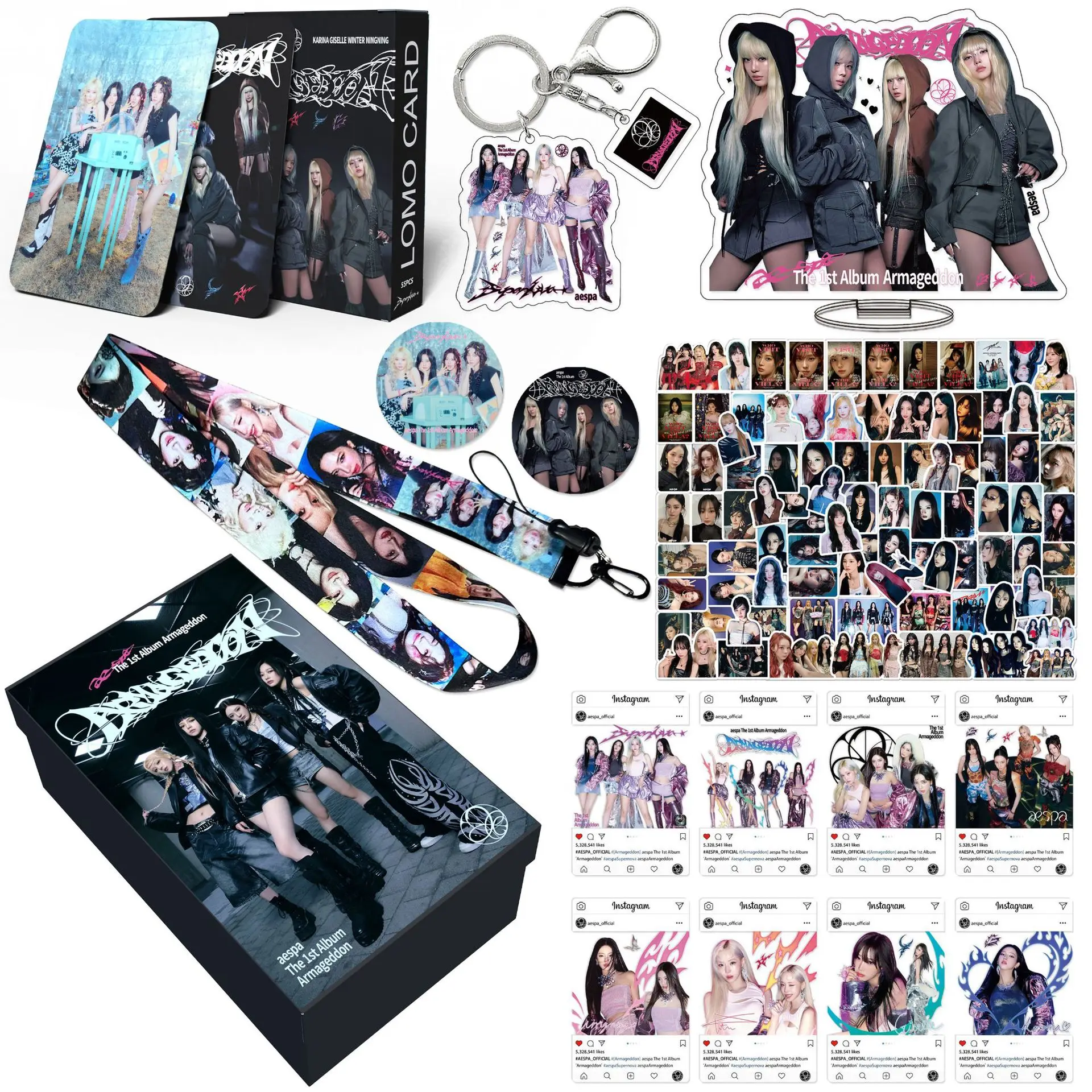 KPOP Gift Box New Album Supernova Stickers Tape Acrylic Stand Combination Kits Lomo Cards High Quality Print Fan Gift Postcard ﻿