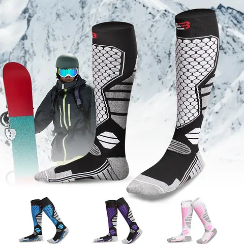 GTUBIKE nuevos calcetines de esquí cálidos de invierno calcetines de compresión gruesos antideslizantes para Snowboard calcetines térmicos que absorben la humedad hasta la rodilla