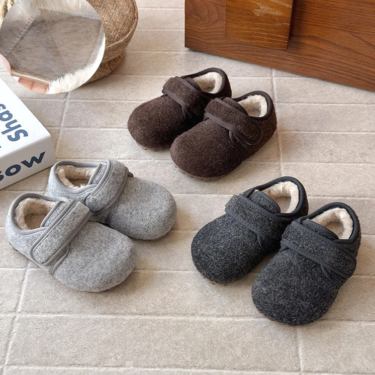 

Winter Baby Boys Plush Warm Cotton Sneakers Cute Fashion Design Girls Causal Shoes Soft Sole Outdoor Luxury Kids Cotton Shoes
