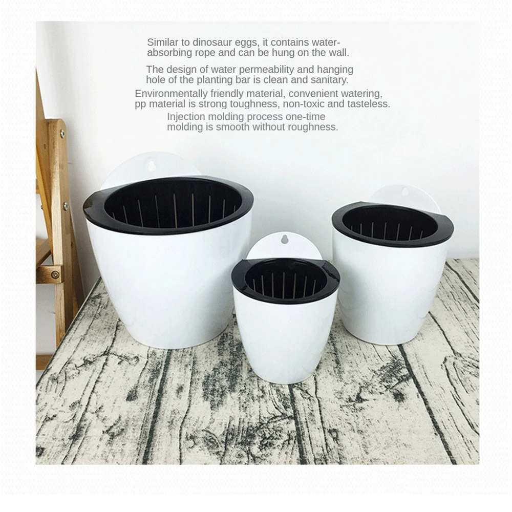 Absorption Hanging Flowerpots Plastic Oval Shape Auto Watering Flower Pot for Indoor Outdoor Balcony Fence Wall Hanging Planter