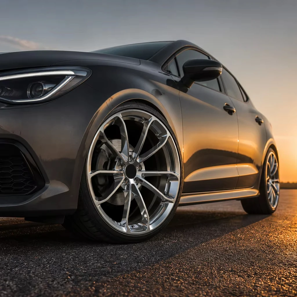 Forged Aluminium Alloy Wheel Hub Split V Spoke Chrome Polish Deep Dish DOT Certified Custom Made High End