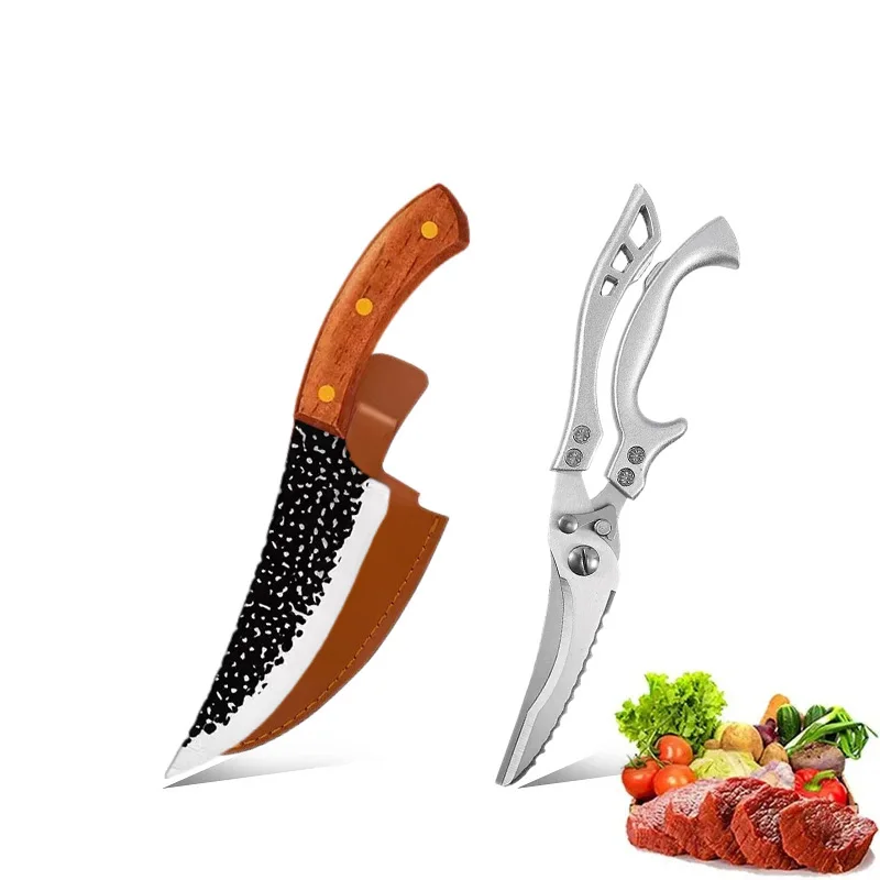 Kitchen Chef\'s knife Forged stainless steel bone cleaver Vegetable slicing butcher\'s knife Chicken bone scissors