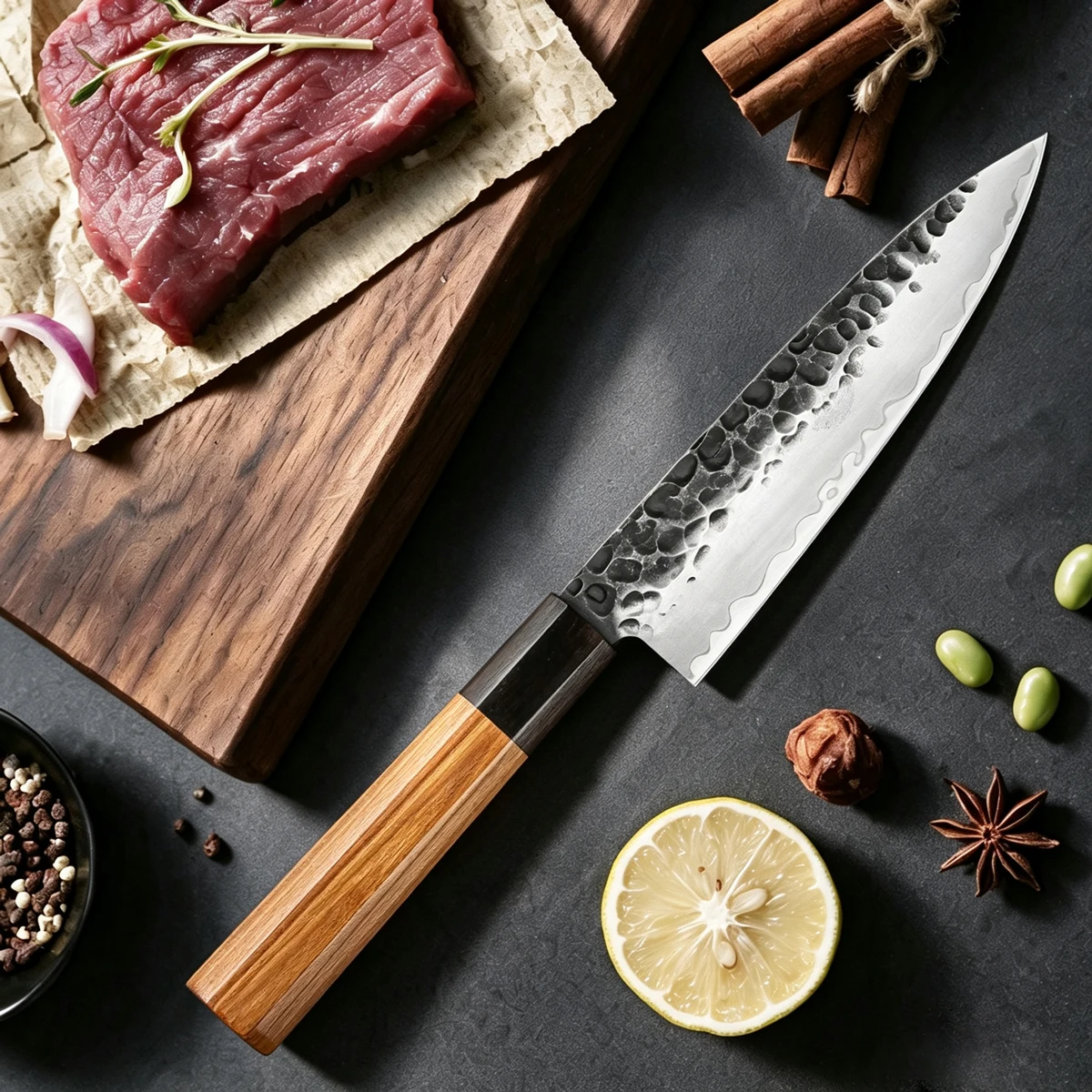 5.5 inch Utility Knife 3 Layers Composite Steel Super-Sharp Blade, Multi-Purpose,Kitchen Chef Fruit Knife AbRosewood Handle