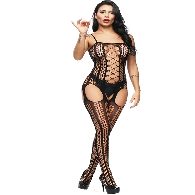 Hot Sexy Tights Lingerie Women Hosiery Black Open Crotch Intimate Underwear Teddy Sexy Costumes See Through Hollow Out Bodysuit