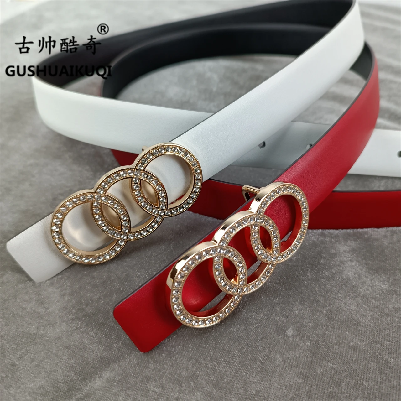 Classic DIY Trend Gushuai Fashion Belt Ladies Belt Men Couple Belt Double Sided Use 2.5cm Thin Belt Free Shipping Wholesale