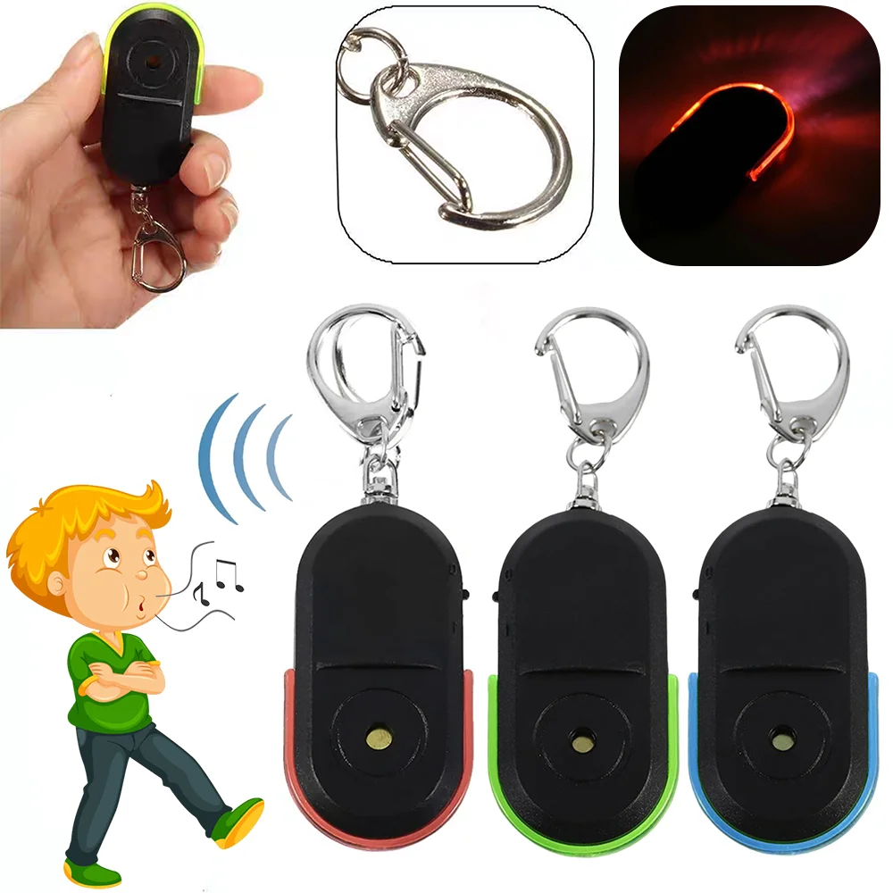 

LED Voice Activated Key Finder Glow Dark Safety Locator Pendant Whistle Locator Pendant Outdoor Portable Keychain Accessories