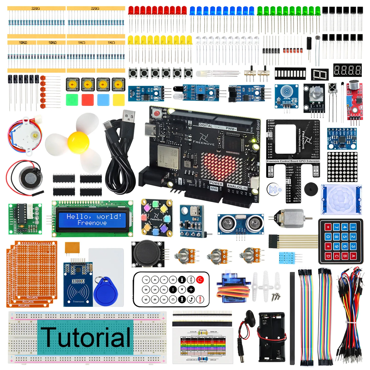 Freenove Complete Starter Kit for Arduino UNO R4 V5 WiFi Mini, Arm Cortex-M4, 474-Page Detailed Tutorial, 343 Items, 90 Projects