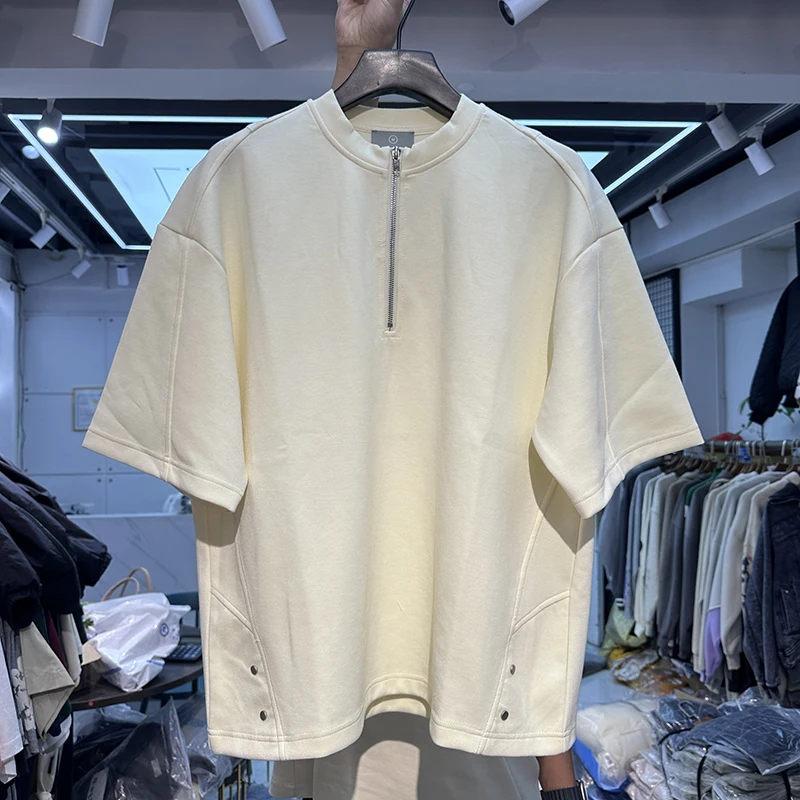 

Свободная летняя футболка FGSS с молнией, повседневная, в стиле High Street, модная, для молодежи