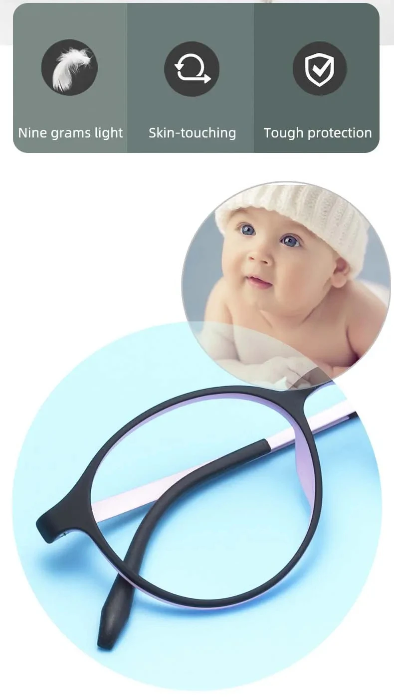 Ultraleichte Lesebrille aus Titanlegierung TR90 mit Farbblockdesign für Damen, blauer Rahmen, Retro-Rundform, Blaulichtfilter, Presbyopie 0 +100 +200 – Detail 4