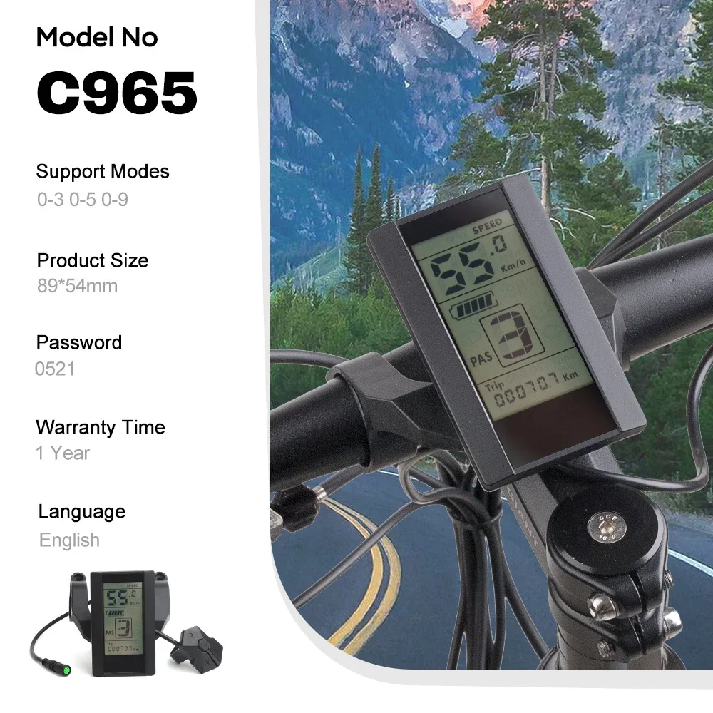 Bafang C965/800S LCD Display Speed Indicator Electric Bicycle Conversion Mid Motor Hub Motor BBS01B/02B 36V 48V 750W E-bike Kits