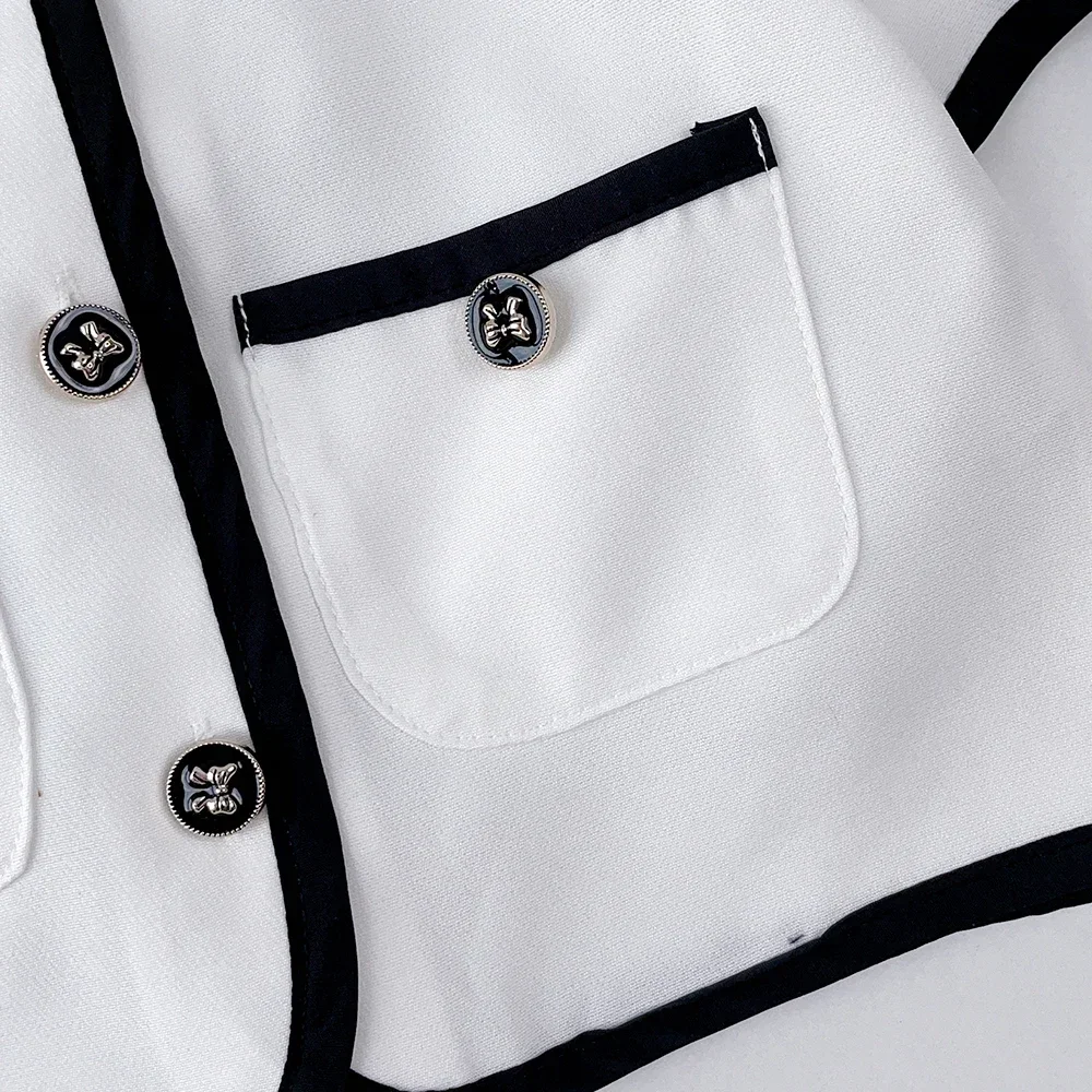 صيف جديد 3-7 سنوات الفتيات أزياء الزي قصيرة الأكمام واحدة الصدر أعلى مطوي تنورة 2 قطعة مجموعة الأطفال ملابس كاجوال #4