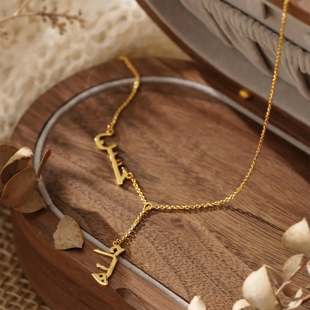 Customized Arabic Name Necklace Personalized Double Name Couple Pendant Islamic Style Women's Jewelry Valentine's Day Gift view 4