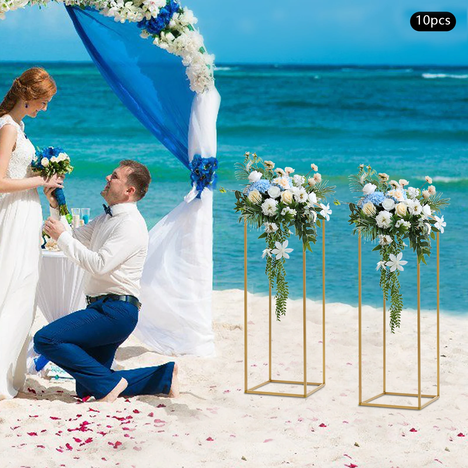 

Flower Stand for Wedding Table 10x 31.5in Tall Gold Metal Centerpieces Decor