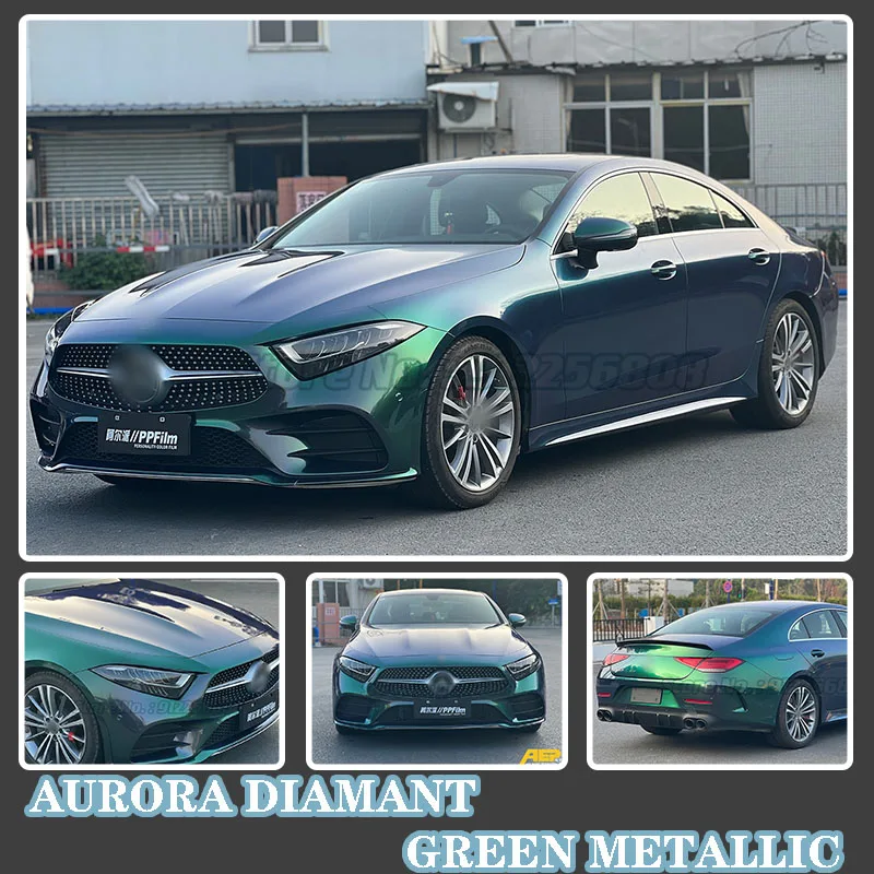 

1.52x18M Glossy Color Aurora Diamant Green Metallic DIY Car Body Films Vinyl Car Wrap Sticker Decal Air Release Film