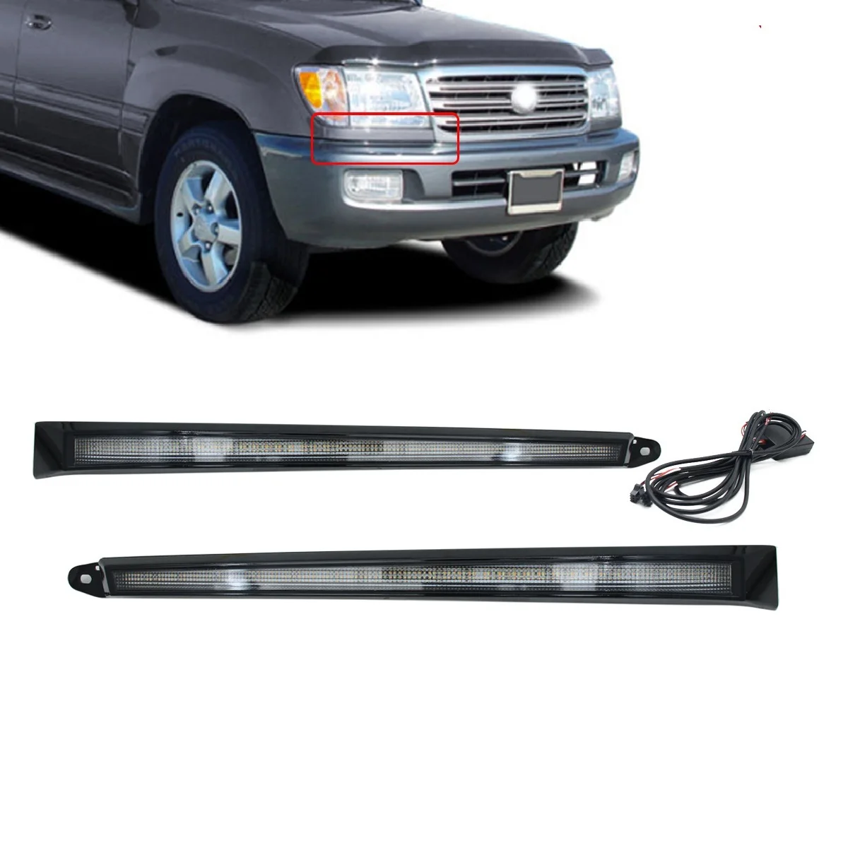 

LED Front Bumper turn signal daytime running light for Toyota Land Cruiser 4500 4700 LC100 FZJ100 UZJ100 1998-2007