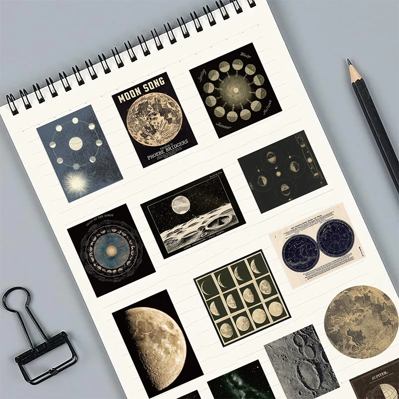50PCS Vintage Space Planet Stickers Waterproof Aesthetic Decals For Laptop Luggage Guitar Skateboard Notebook Astronomy Universe