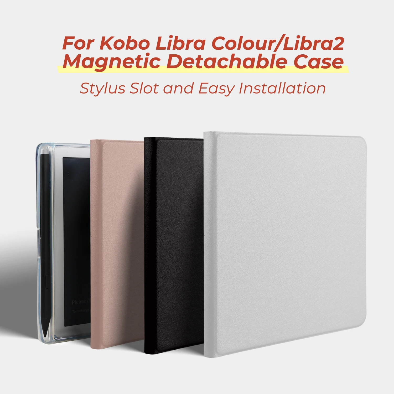 

Чехол Twosheep для Kobo Libra Colour Kobo Libra2, магнитный, съемный, с отсеком для стилуса, прозрачная задняя панель, функция автоматического пробуждения, милый дизайн