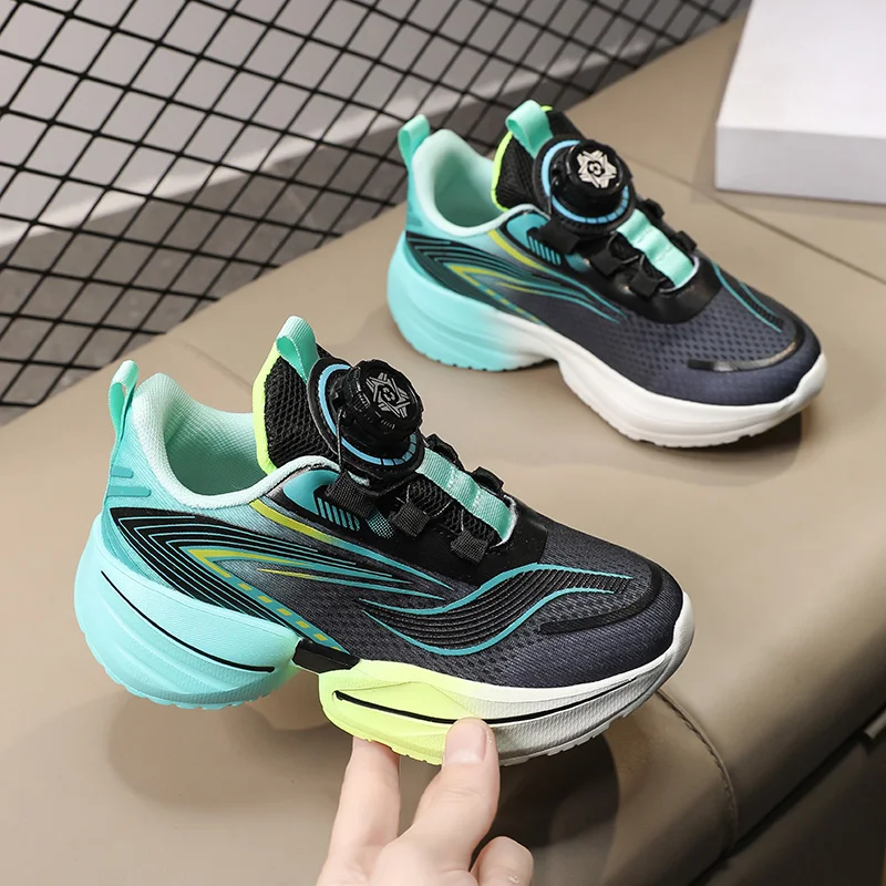 

2025 Autumn/winter New Style Large-sized Children's Shock-absorbing Sports Shoes, Mesh Surface Breathable Racing Running Shoes