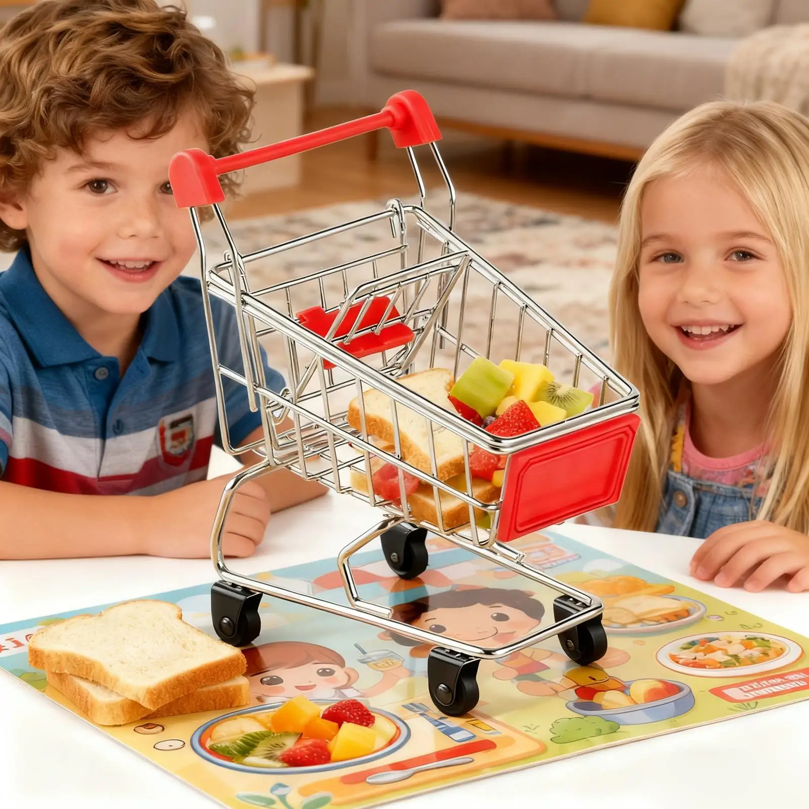 

Кукольная корзина для покупок, украшения для кукольного дома, супермаркет, покупки, продуктовая ручная тележка для детей, мальчиков, коллекционеров, сказочные сады, ролевые игры