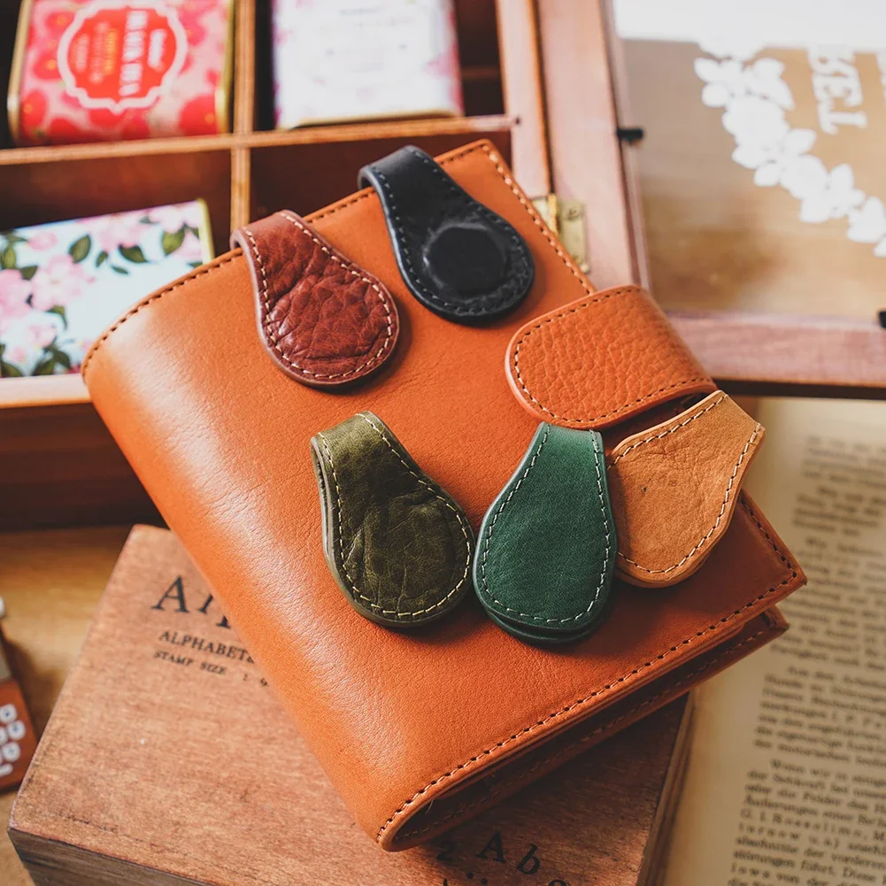 Moterm Full Grain Leather New Style Asymmetric Magnetic Clip Durable Planner Accessory Strong Magnetic Force Paper Clip Bookmark