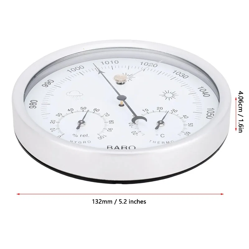 

Weather Station Round Weather Station Silver Horizontally Vertically Hanging Accurate Scales for Indoor Outdoor Use