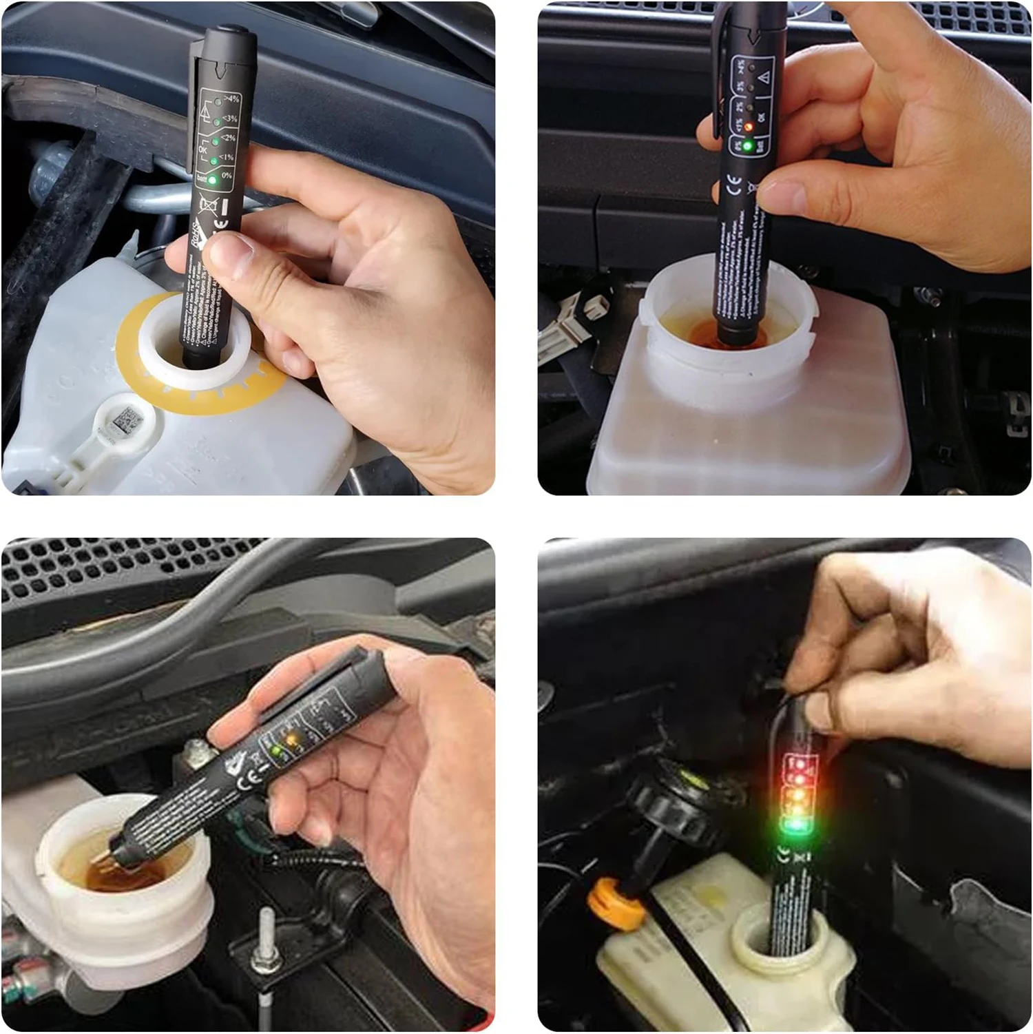 Brake Fluid Tester Hydraulic Fluid Oil Moisture Analyzer Automatic Diagnostic Test Tool with 5 LED Indicators