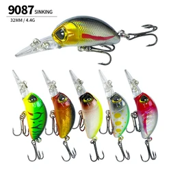 32mm 4g Mini Sinking Minnow Fishing Lure Crankbait Wobbler Artificial Baits for Pike Walleye Bass Swimbait Fishing Accessories