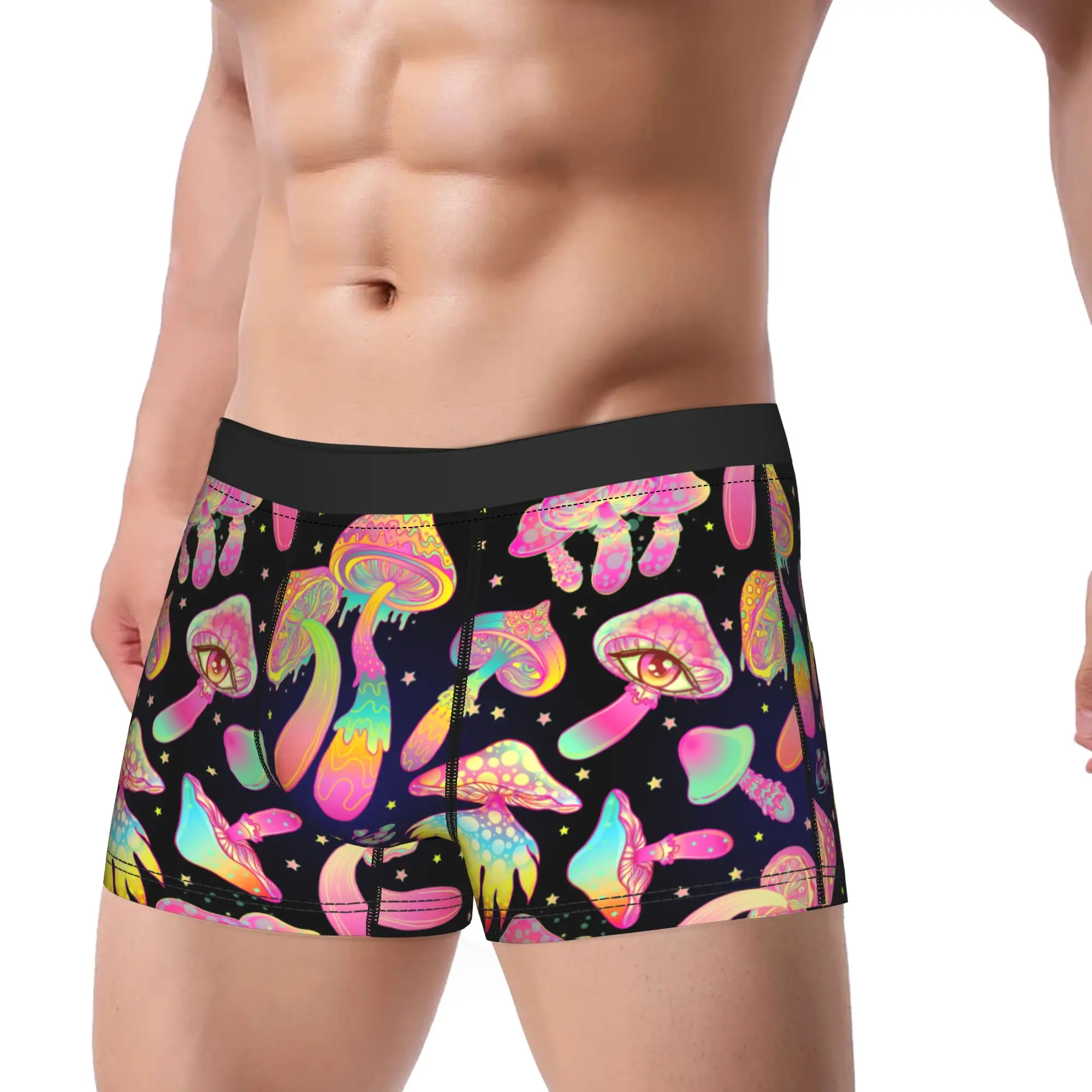 Ropa interior psicodélica de setas mágicas para hombre, calzoncillos tipo bóxer bohemios Hippie, pantalones cortos, bragas, calzoncillos de talle medio novedosos para hombre