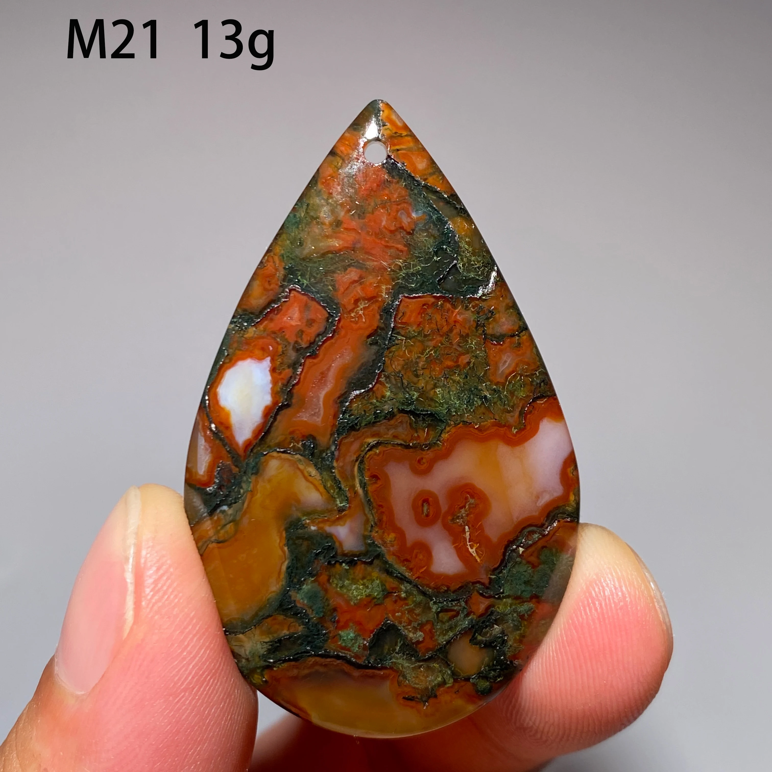 Natural Crystal Red Moss Agate, Water Drop Shape, Healing Gemstone, Reiki Energy Accessory, Polished Home Decorations, Gift，Diy - view 3