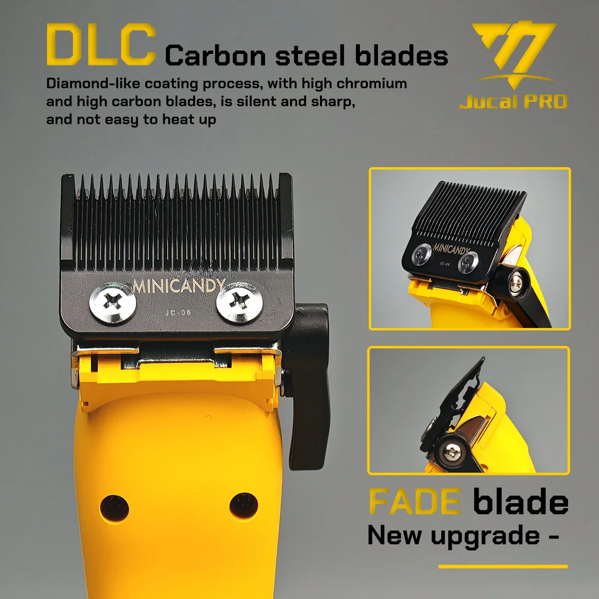 Profesjonalna maszynka do strzyżenia włosów JUCAI MINICANDY JC06, maszynki do strzyżenia dla mężczyzn, ostrze DLC, bezszczotkowy silnik 7200RPM, podstawa ładująca, akumulator 3200mAh, fryzjerska