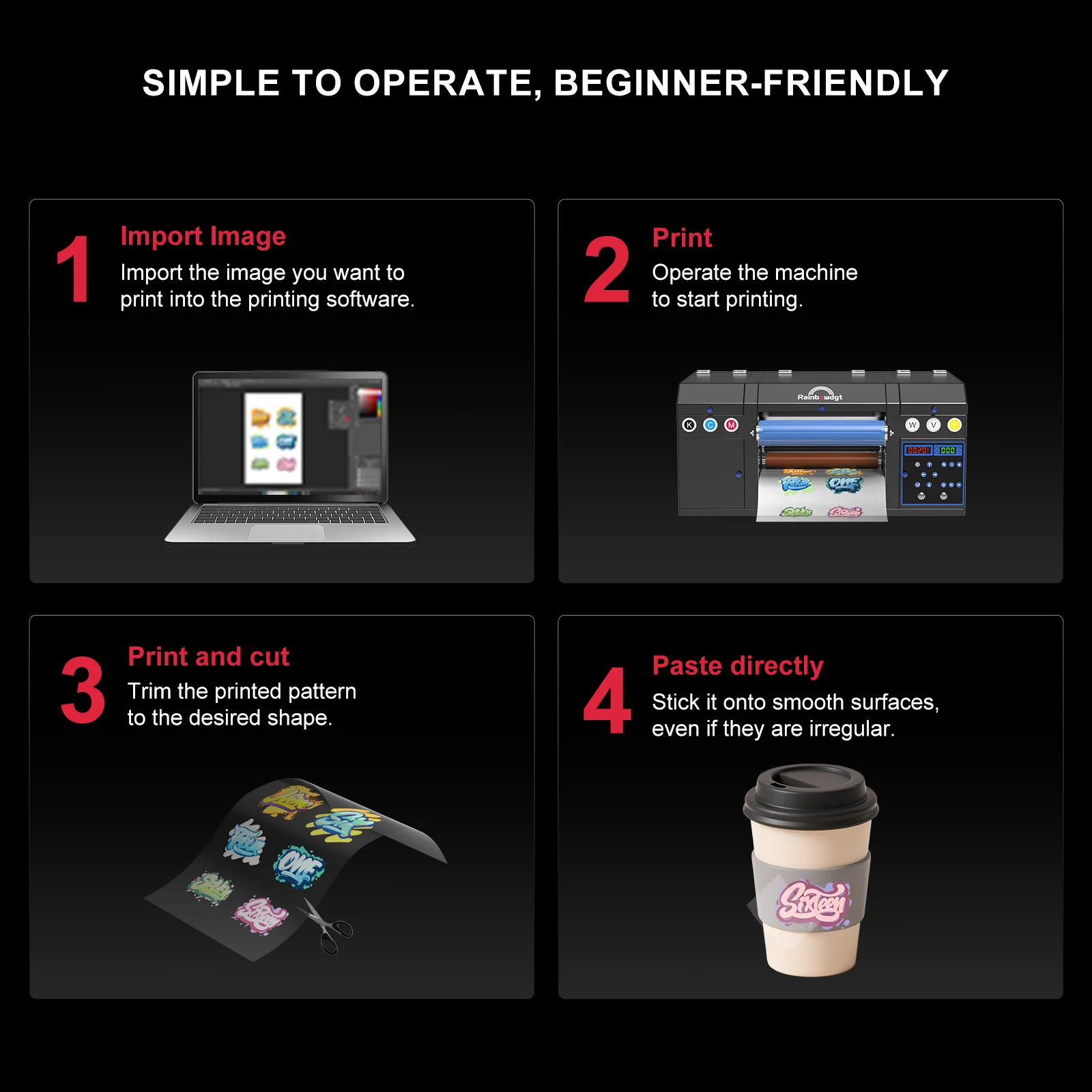 Rainbow A3 UV DTF Printer UV  Label Printing Machine UV Direct-To-Film Roll-to-roll Printer
