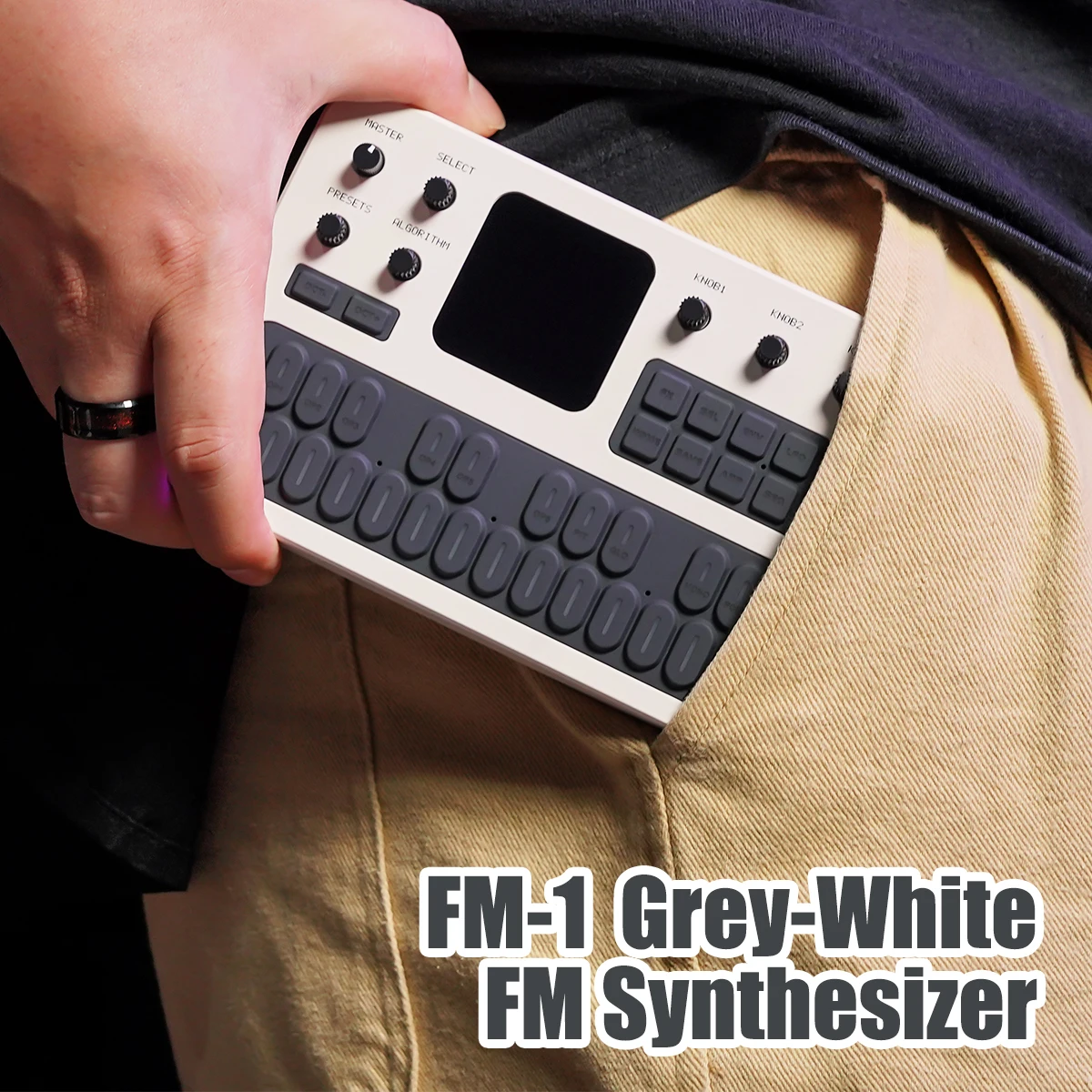 M-VAVE FM-1 (SK15) White-Grey FM Synthesis Keyboard – 6 Operators, 32 Algorithms, Reverb/Delay/Distortion, 16-Step Sequencer