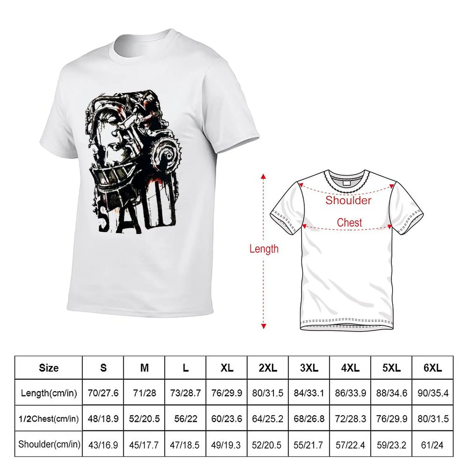 Vintage Reverse Bear Trap Saw Movie T-shirt boys animal print oversized clothes for men