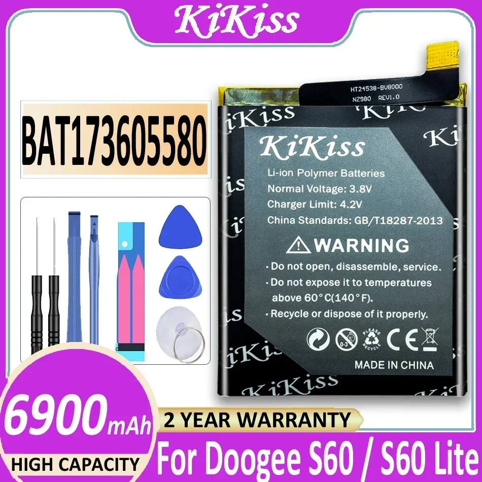 

KiKiss 6900 мАч BAT17M15580 BAT17S 605580 БАТ 173605580 Аккумулятор для смартфона DOOGEE S60/S60 Lite + бесплатные инструменты