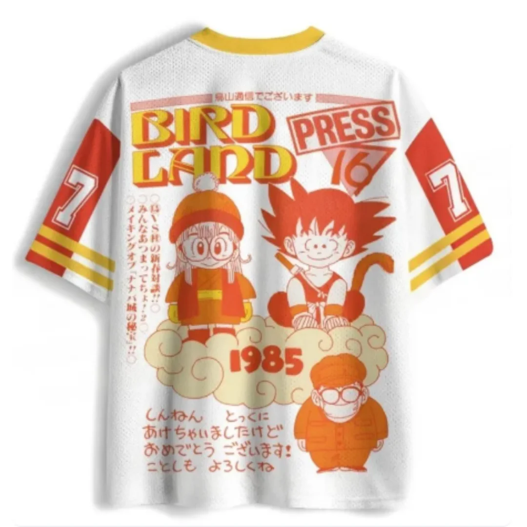 Dragon Ball Wukong Printed Mesh Shirt Breathable V-neck Anime Retro T-shirt 7 Graphics Sports and Leisure Loose Shirt