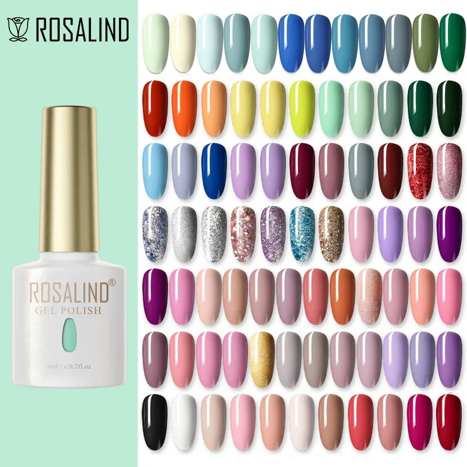 ROSALIND 레드 UV 젤 네일 광택제, 반영구 바니시 하이브리드 매니큐어 베이스 탑 코트, 네일 아트, 6 ml, 10ml