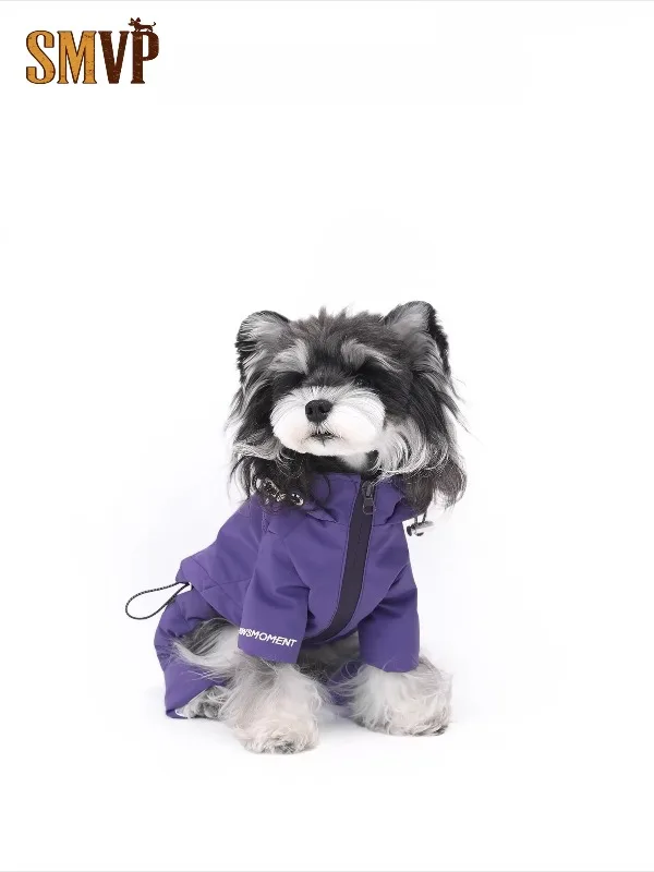 

Reflective Function Pet Jacket with Zipper Outdoor Waterproof and Dirt Resistant Handsome Raincoat Small and Medium Puppy Jacket