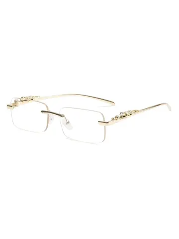 Rimless Glasses Frame Women Men Fashion Cheetah Decoration Business Cool Eyeglasses Frames