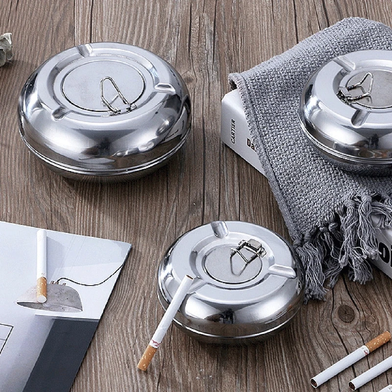 Stainless Steel Ashtray with Lid Detachable Outdoor Cigarettes Tray Holder Dropshipping