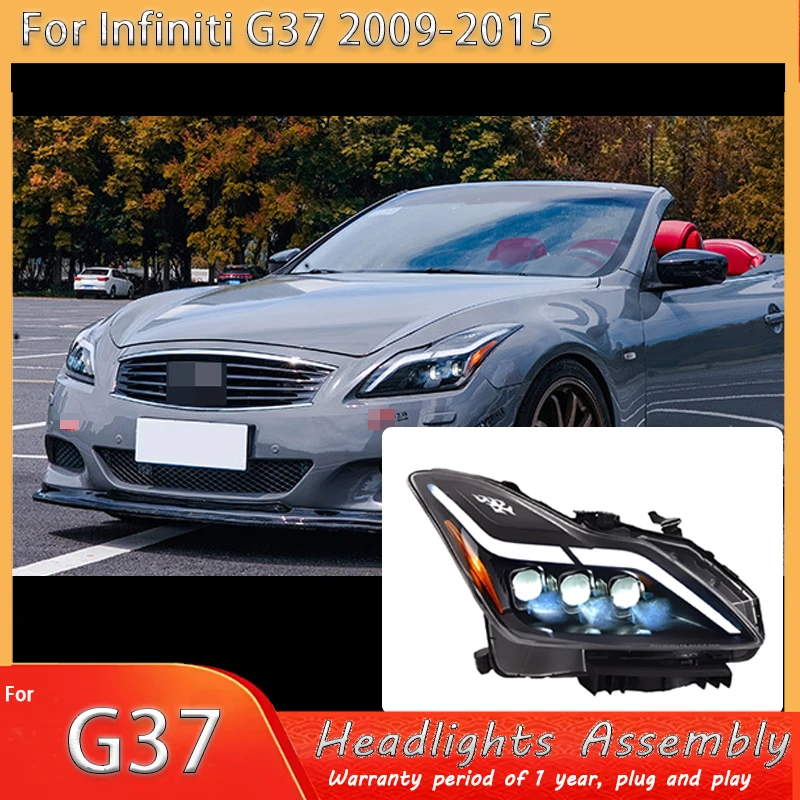 

Стайлинг автомобиля для Infiniti G37, головной фонарь 2009 2010 2011 2012-2015 Infiniti Q60, фары DRL, указатель поворота, линза проектора дальнего света