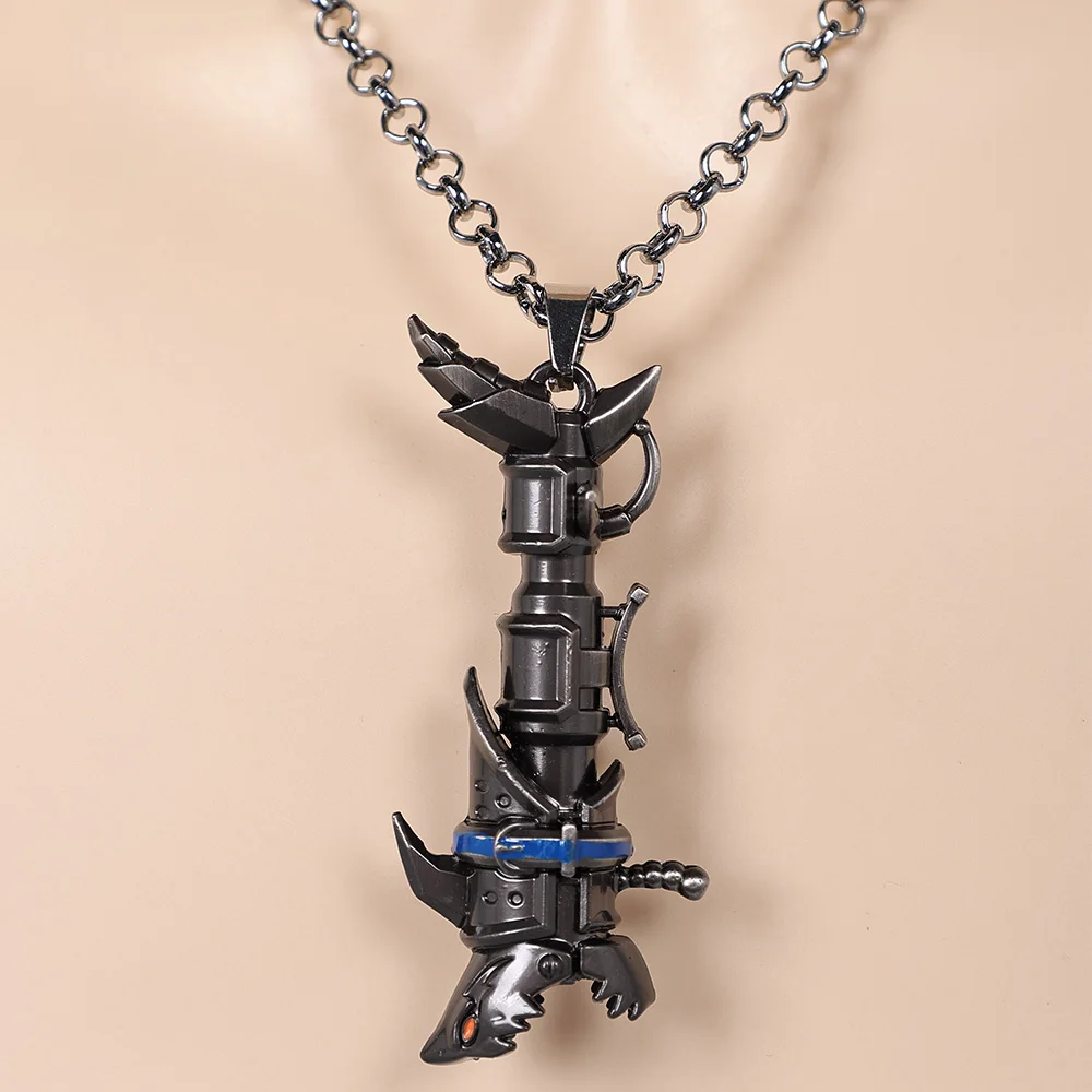 Jinx cosplay bugigangas colar arma chaveiro tubarão acrane jogo lol jóias pingente punk chaveiro acessórios de fantasia de halloween