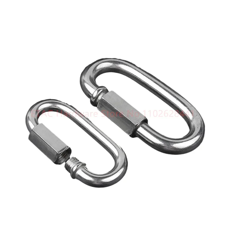 Camping Hook 304 Stainless Steel Oval Locking Carabiner Clip Quick Links Rope Connector For Trailer Swing Hammocks Cable